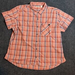 LL Bean Traverse Plaid Short Sleeve Button Up Shirt Camp outdoor hiking XL